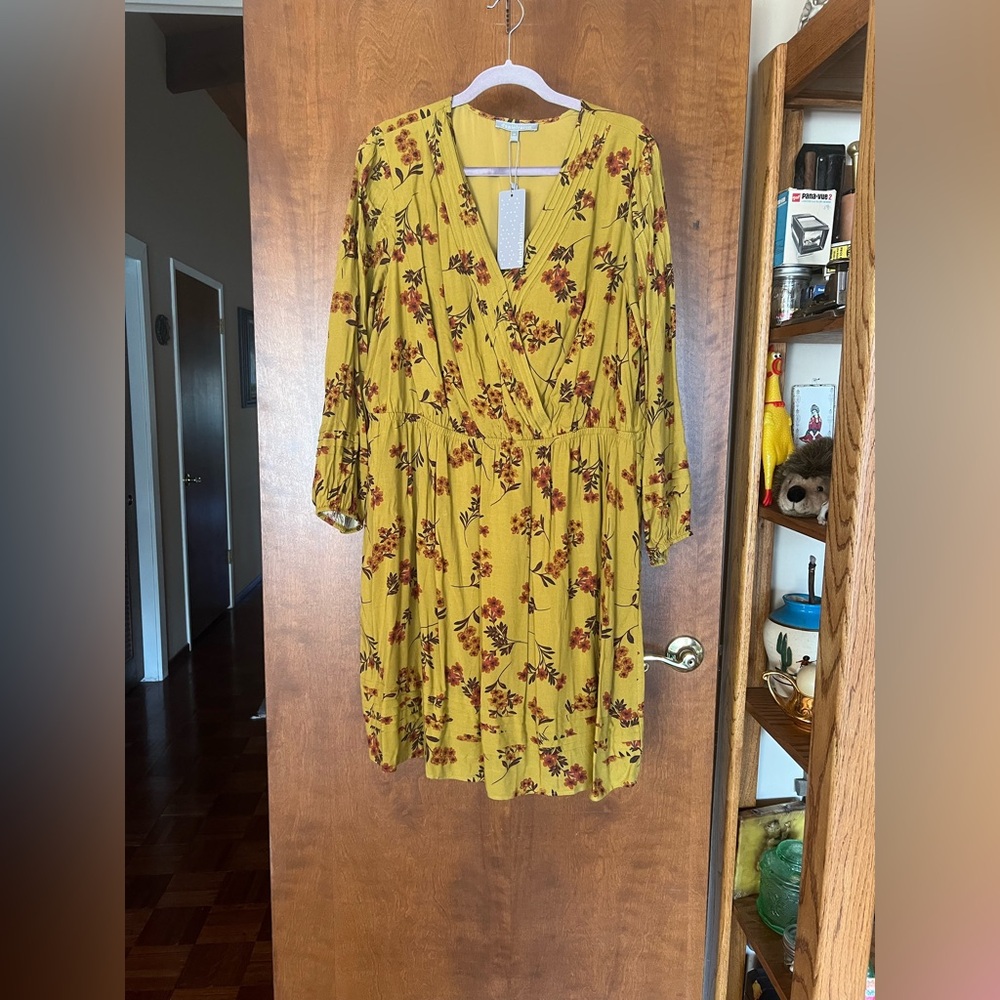 Daniel Rainn Mustard Floral Long Sleeve Dress